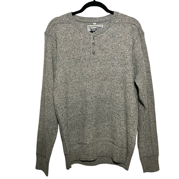 SCHOTT BROS. Men's Gray Wool Blend Henley Long Sleeve Sweater- Size Medium